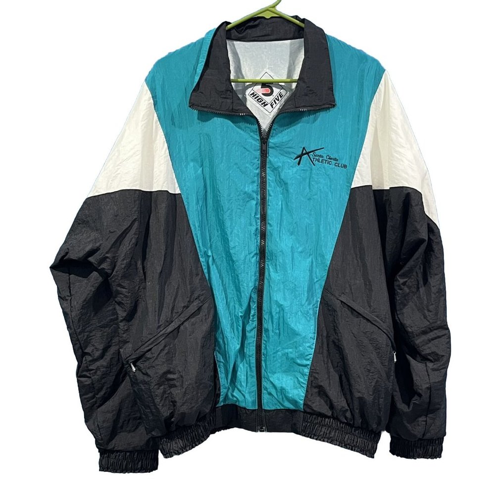 Vintage 80s High Five Santa Clarita Athletic Club Nylon Windbreaker Jacket Large